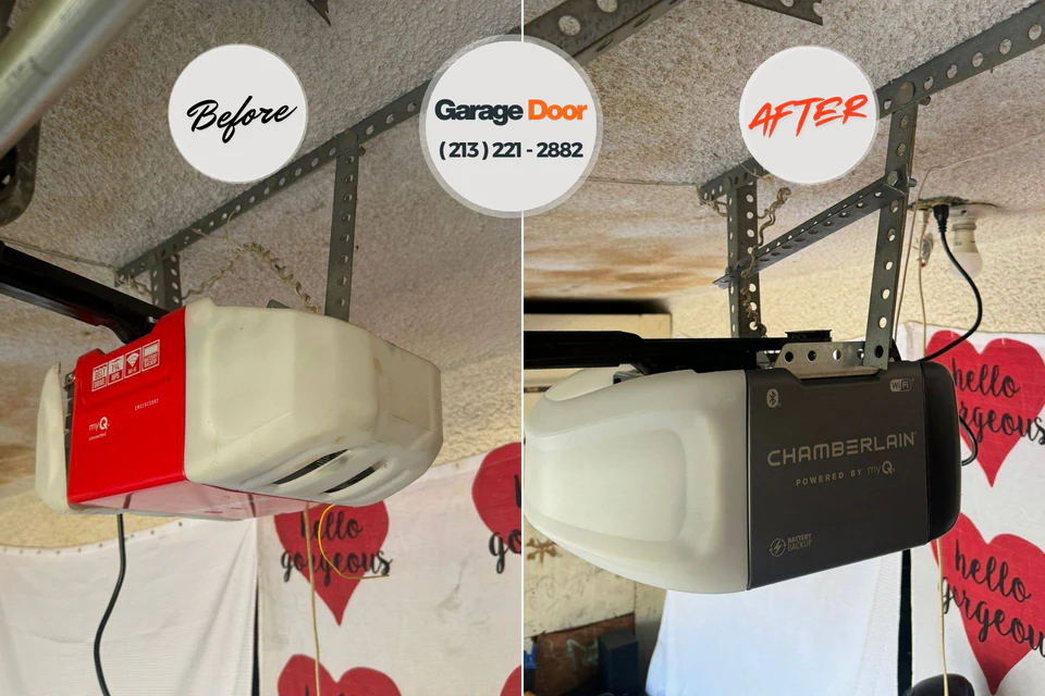 Before and after: garage door repair Clarkston, GA